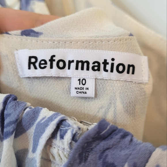 Reformation Liana Asymmetric Ruffled Floral-print Dress - Picture 15 of 16